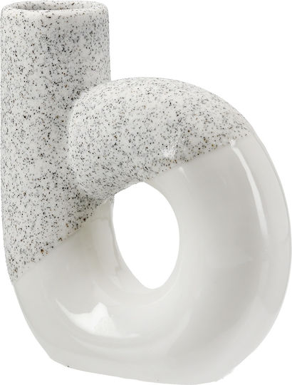 ArteLibre Decorative Vase Poppy White 14x5x15cm