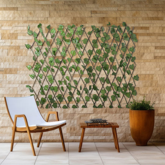 Globostar Artificial Garden Vine Leaves 78499 Πτυσσόμενη Πέργκολα Τεχνητής Φυλλωσιάς Κάθετος Κήπος Σύνθεση Αμπελόφυλλο Μ110 X Π10 X Υ120cm Min Μ310 X Π10 X Υ45cm Max