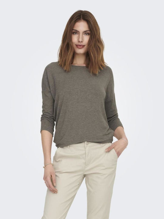 Only Glamour Women's Blouse with 3/4 Sleeve Beige