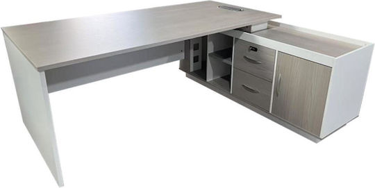 Colțar Birou profesional Armadi Lemnos Gray-white 160x80x75cm