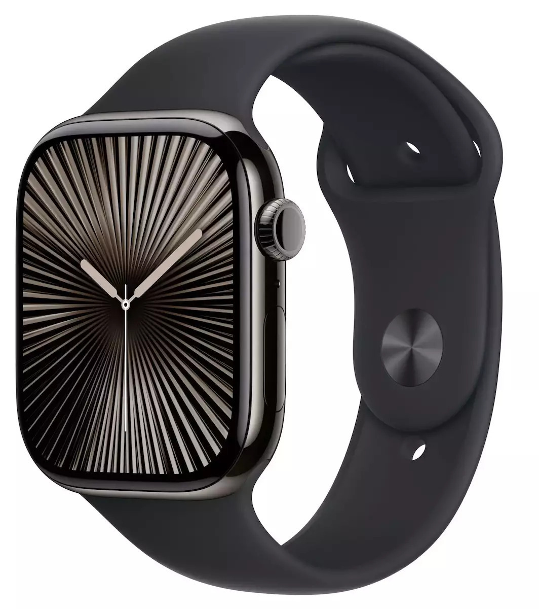 Apple Watch Series 10 Cellular Titanium 46mm Αδιάβροχο με eSIM και Παλμογράφο (Slate - Black Sport Band – M/L)