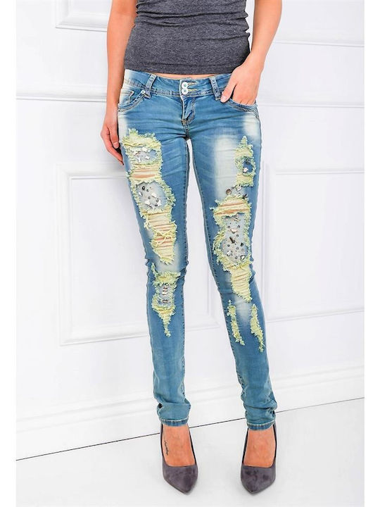 Γυναικείο Jean Παντελόνι με Σκισίματα σε Skinny Εφαρμογή μπλε