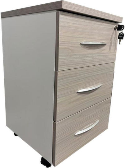 Armadi Office Storage Chipboard Drawer with Wheels, Lock & Drawers Γκρι-λευκή L40xW40xH55cm Armadi Office Storage Chipboard Drawer with Wheels, Lock & Drawers Γκρι-λευκή L40xW40xH55cm