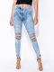 Γυναικείο Jean Παντελόνι με Σκισίματα Jeggings μπλε