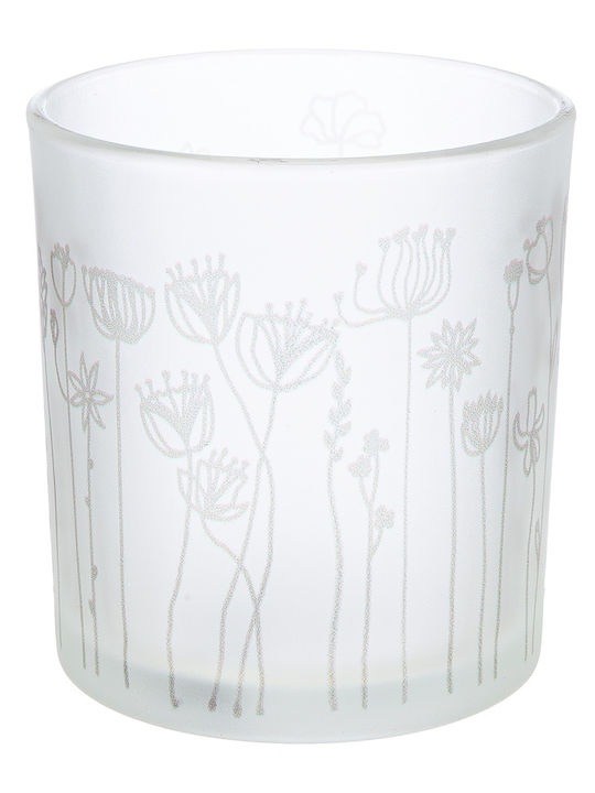 ArteLibre Flower Σετ Κηροπήγια Γυάλινα σε Λευκό Χρώμα 7x7x7εκ. 9τμχ