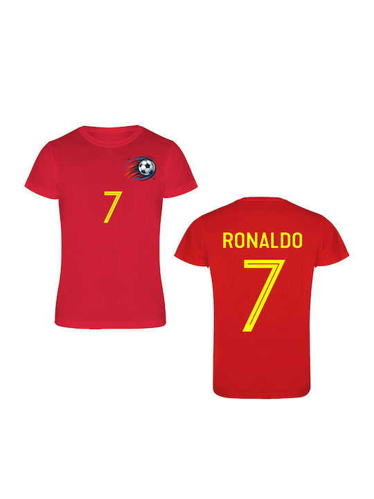 Tricou de fotbal pentru copii Ronaldo roșu