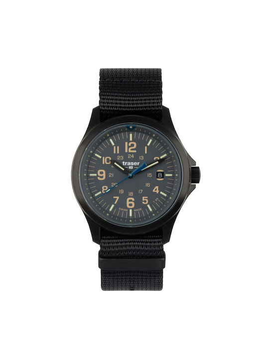 Traser Herrenuhr Batterie mit Gray Stoffarmband