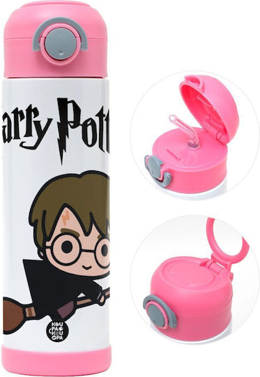 Koupakoupa Harry Potter Sticlă Pentru Copii Harry Potter Din Oțel Inoxidabil Cu Pai Roz 500ml