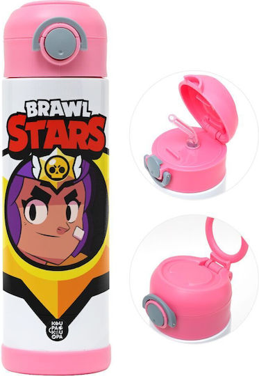 Koupakoupa Shelly Детска Бутилка За Вода Brawl Stars Неръждаема Стомана Със Сламка Розова 500ml