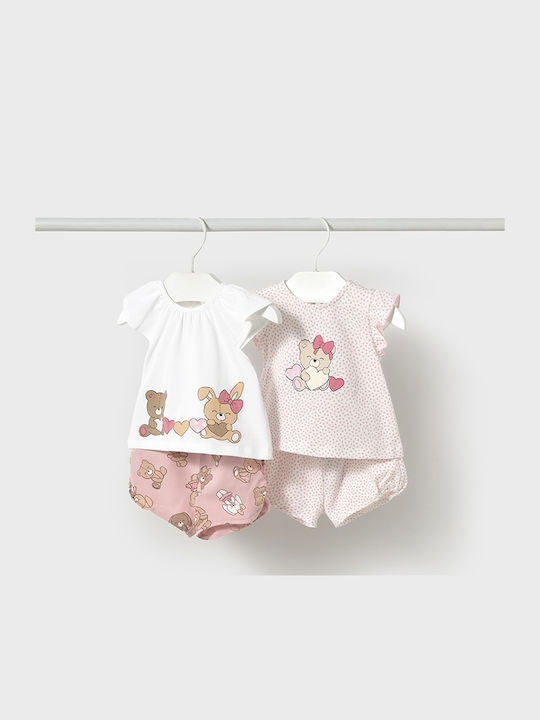 Kids' Set with Shorts Summer 4pcs Baby Pink