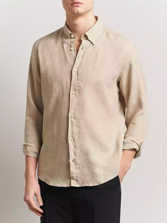 Boss Liam Дълъг ръкав Риза Beige Light