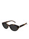 Ysl Women's Sunglasses with Brown Tartaruga Plastic Frame and Gray Lens