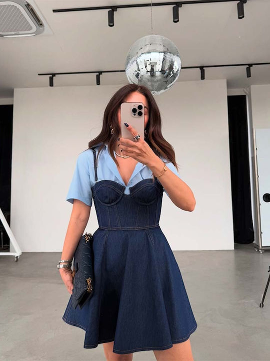 Voila Summer Mini Denim Dress Nylon