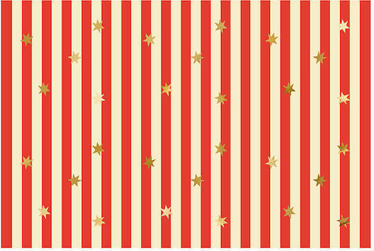 Paper Tablecloth Striped Red Beige Gold Stars