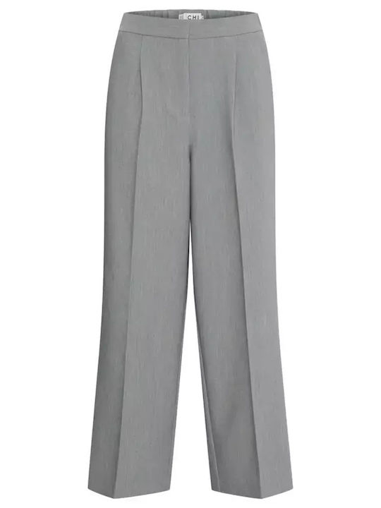 Women's Fabric Trousers Grey Melange