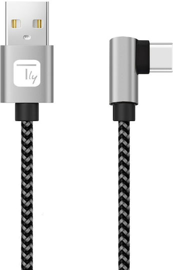 Techly Braided USB 2.0 Cable USB-C male - USB-A PD Ασημί 2m ICOC MU2AC9-020-AL