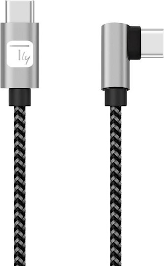 Techly Braided USB 2.0 Cable USB-C male - USB-C PD Ασημί 1m ICOC MU2CC9-010-AL