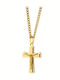 Oxzen Men's Cross from Gold Plated Steel with Chain