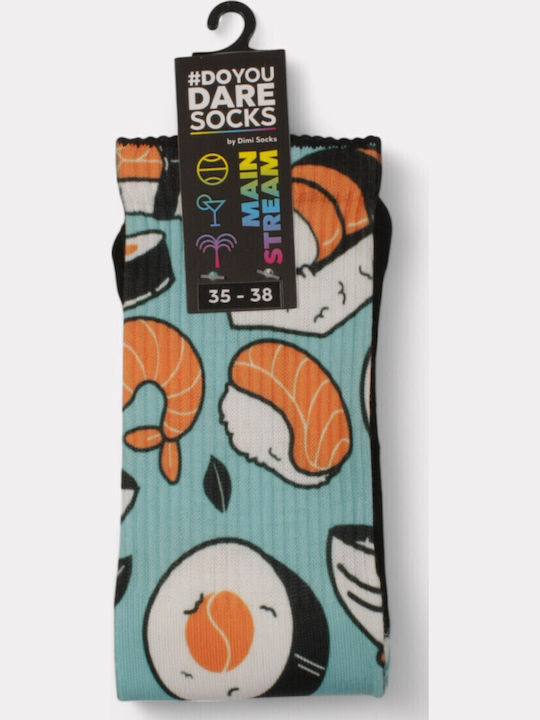 Κάλτσα #doyoudaresocks By Dimi Socks Digital Printed Casual Sushi Ds70037-μπλε