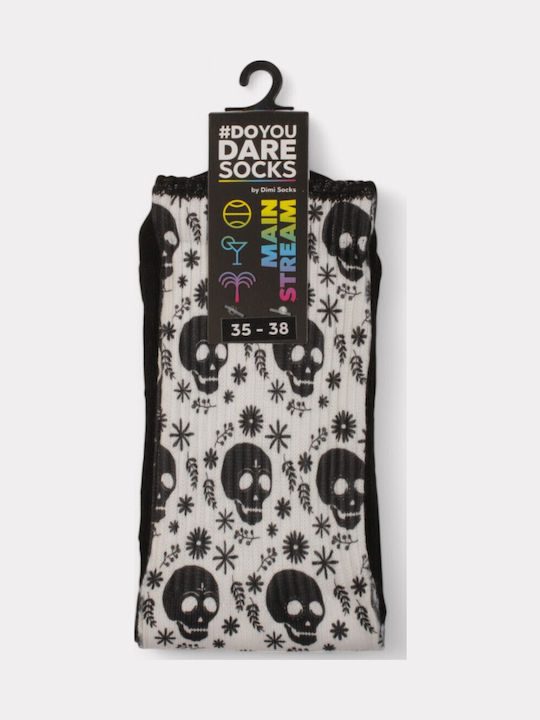 Κάλτσα #doyoudaresocks By Dimi Socks Digital Printed Casual Skulls Ds70035-μαύρο