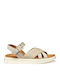 Xand 2s Leather Women's Flat Sandals in Beige Color