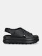 Δερμάτινα Γυναικεία Ανατομικά Σανδάλια Flatforms Μαύρα
