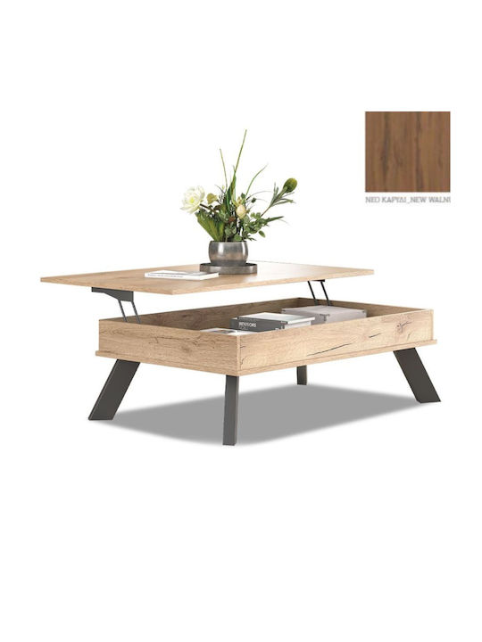 Rechteckig Couchtisch Νο 12 Holz mit Serviertablett Walnut B119xT66.5xH41cm