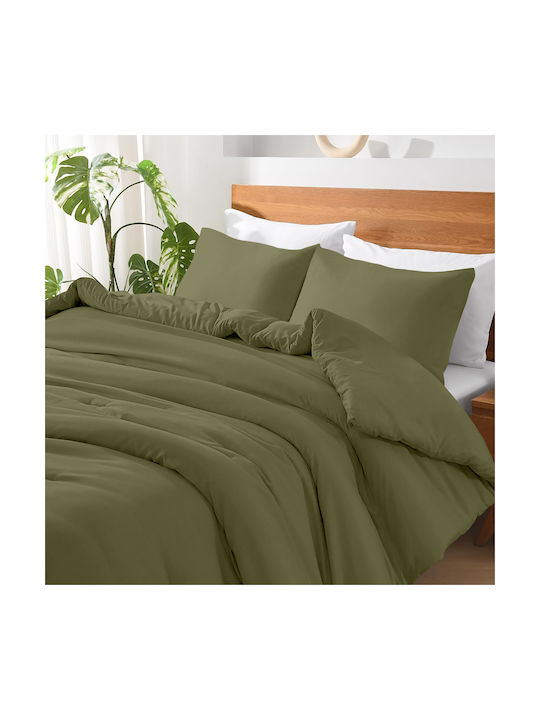 Lino Home Basico Μαξιλαροθήκη με Φάσα Khaki 50x70εκ.