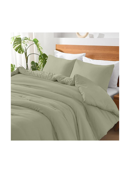Lino Home Basico Μαξιλαροθήκη με Φάσα Green 50x...