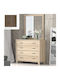 Floor-standing Makeup Dressing Table No5 Wooden Mocha with Mirror 93.5x44.5x82cm