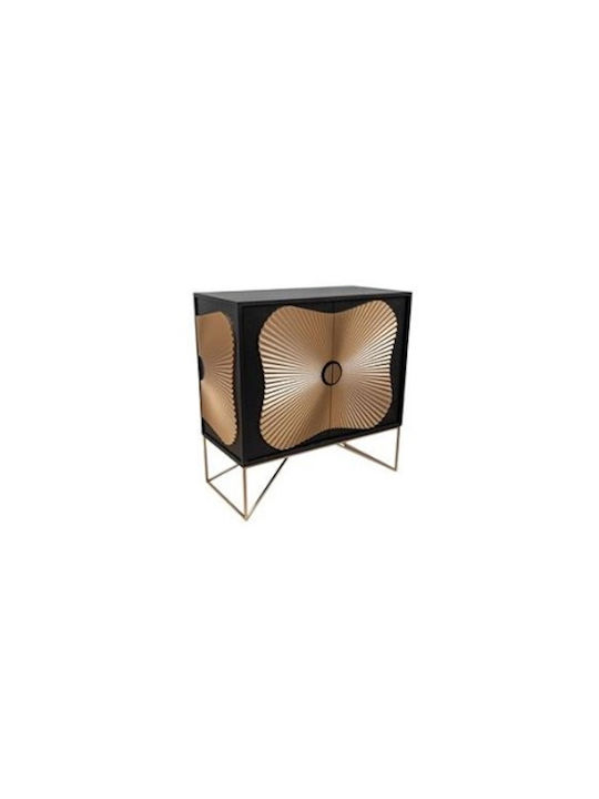 Sideboard Wooden Μαύρος Χρυσός 78.5x38x80cm