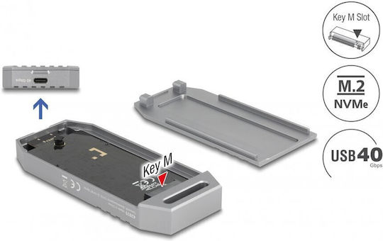 DeLock External Θήκη για Σκληρό Δίσκο M.2 SATA III NVME με σύνδεση USB 3.2 σε Γκρι χρώμα
