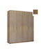 Τετράφυλλη Ντουλάπα με Πατάρι Καρυδί 182x60x220cm