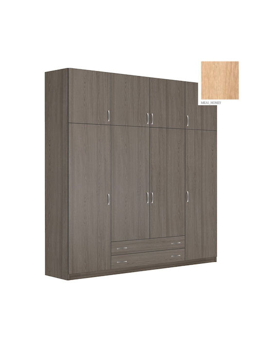 Τετράφυλλη Ντουλάπα με Πατάρι Μελι 202x60x233cm