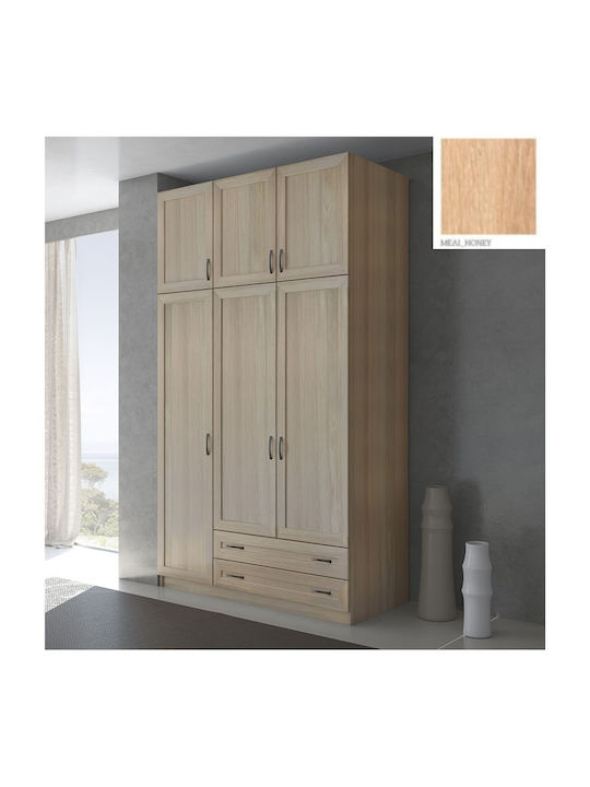 Triple Door Wardrobe with Loft Honey 152x60x233cm