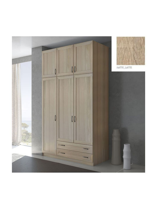 Dreifachtür Kleiderschrank mit Aufsatz Latte 152x60x233cm