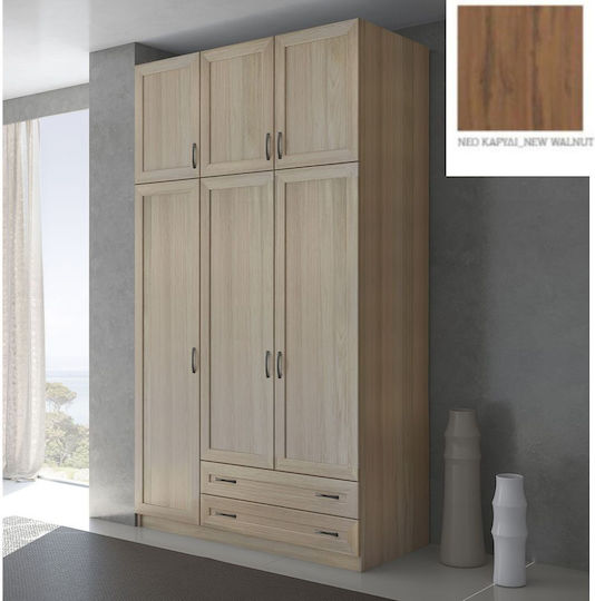 Τρίφυλλη Ντουλάπα με Πατάρι Καρυδί 152x60x233cm