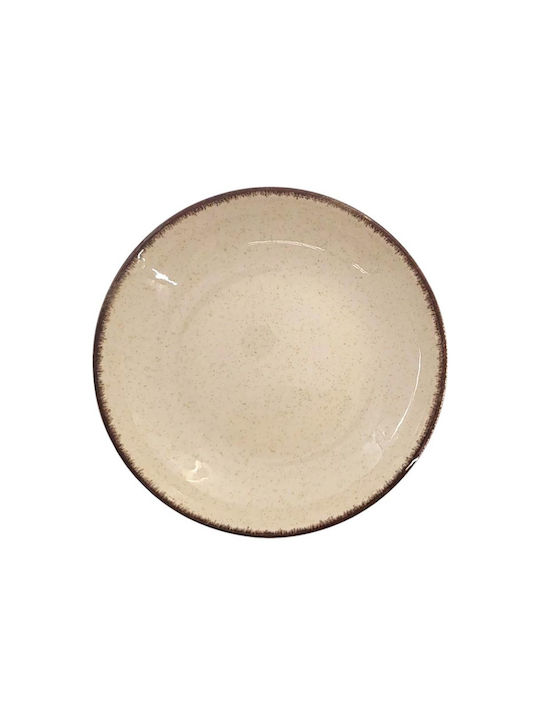 Max Home Teller Untiefe aus Porzellan Beige mit Durchmesser 27cm