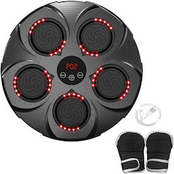 Wandmontiertes wiederaufladbares Boxtraining-Ziel Bluetooth-Handschuhe Rote LED Musik Schwarz