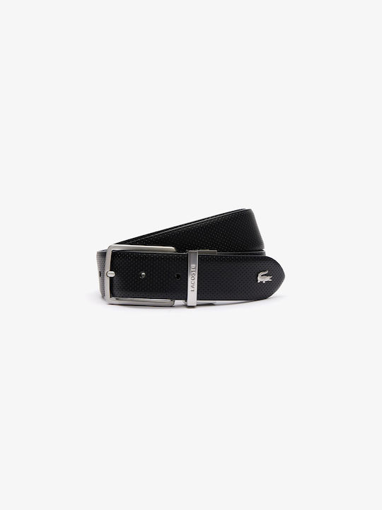 Lacoste Ανδρική Ζώνη Υφασμάτινη Διπλής Όψης Μαύρη
