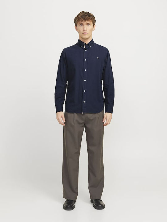 Button Down Langärmlig Baumwolle Hemd Dark Blue