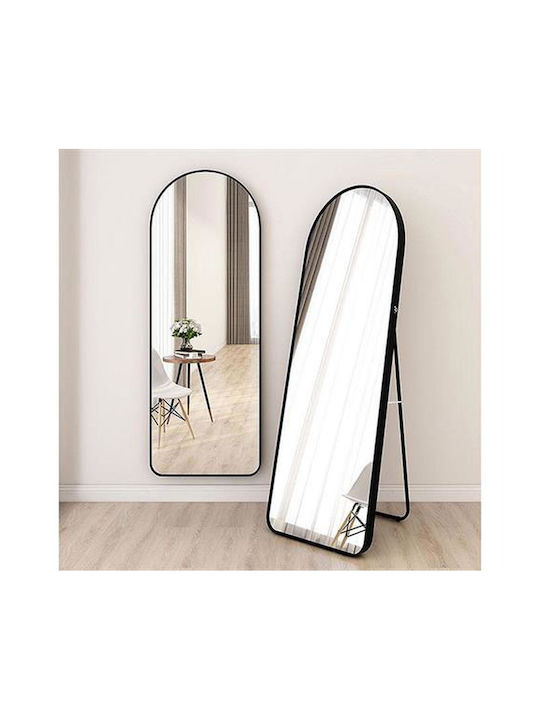 Oglindă Arcuită cu Ramă din Aluminiu Negru 150x40cm