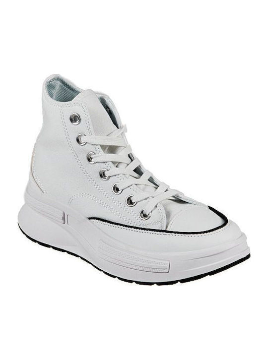 Γυναικεία Flatforms Μποτάκια Λευκά
