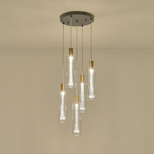 Eurolamp Vial Ceiling Light Transparent LED with Warm White Light 35x35x193cm