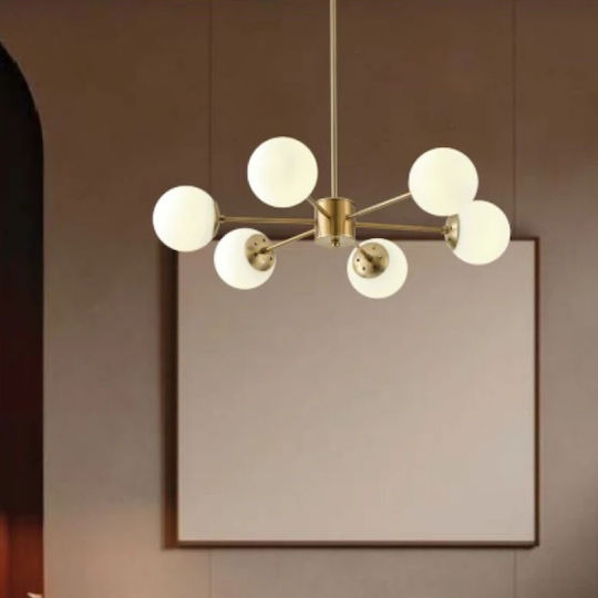 Eurolamp White Pendant Ceiling Light for 6 E27 Bulbs 72x73cm