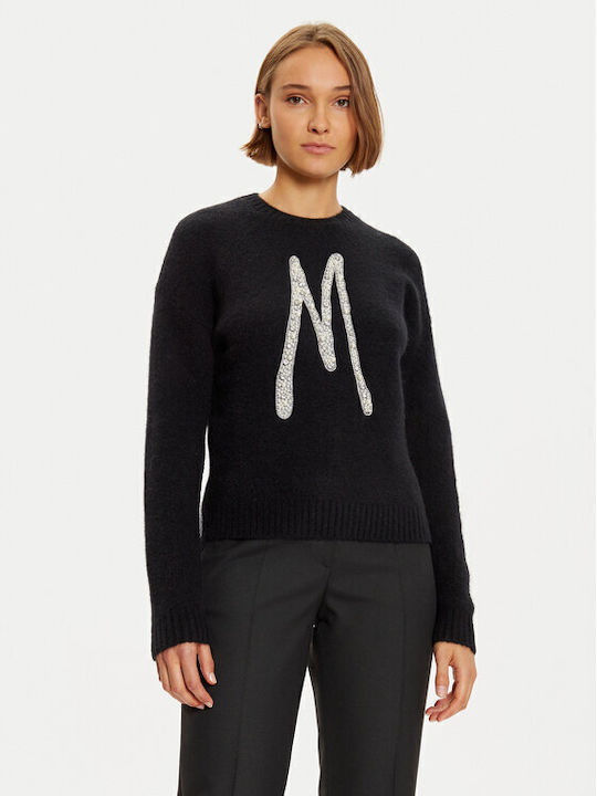 Damen Langarm Pullover Wolle Black
