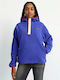 Χειμερινή Γυναικεία Fleece Μπλούζα με Κουκούλα Clematis Blue