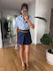 Kurzärmelig Damen Hemd Light Blue