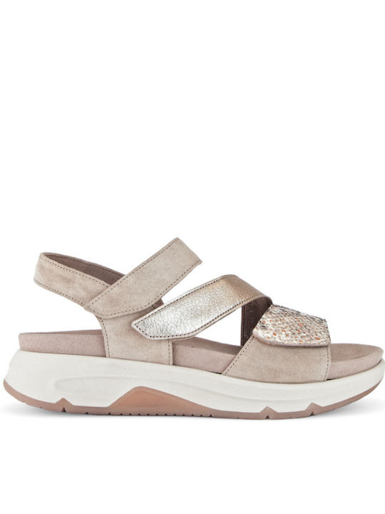 Anatomic Women's Leather Ankle Strap Platforms Beige