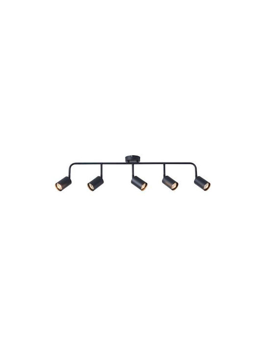 Eurolamp Spot with 5 Lights and with Socket GU10 in Black Color